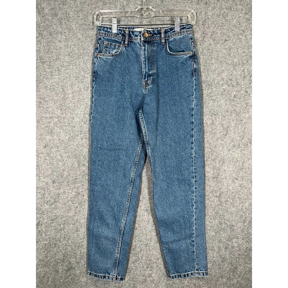 Zara Jeans Womens 2 High Rise Medium Wash Blue Tapered Leg Straight leg